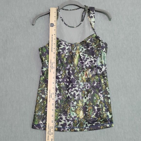Lululemon Running In The City Mesh Tank Top Size 6 Floral White Multi Pistachio - Picture 11 of 12